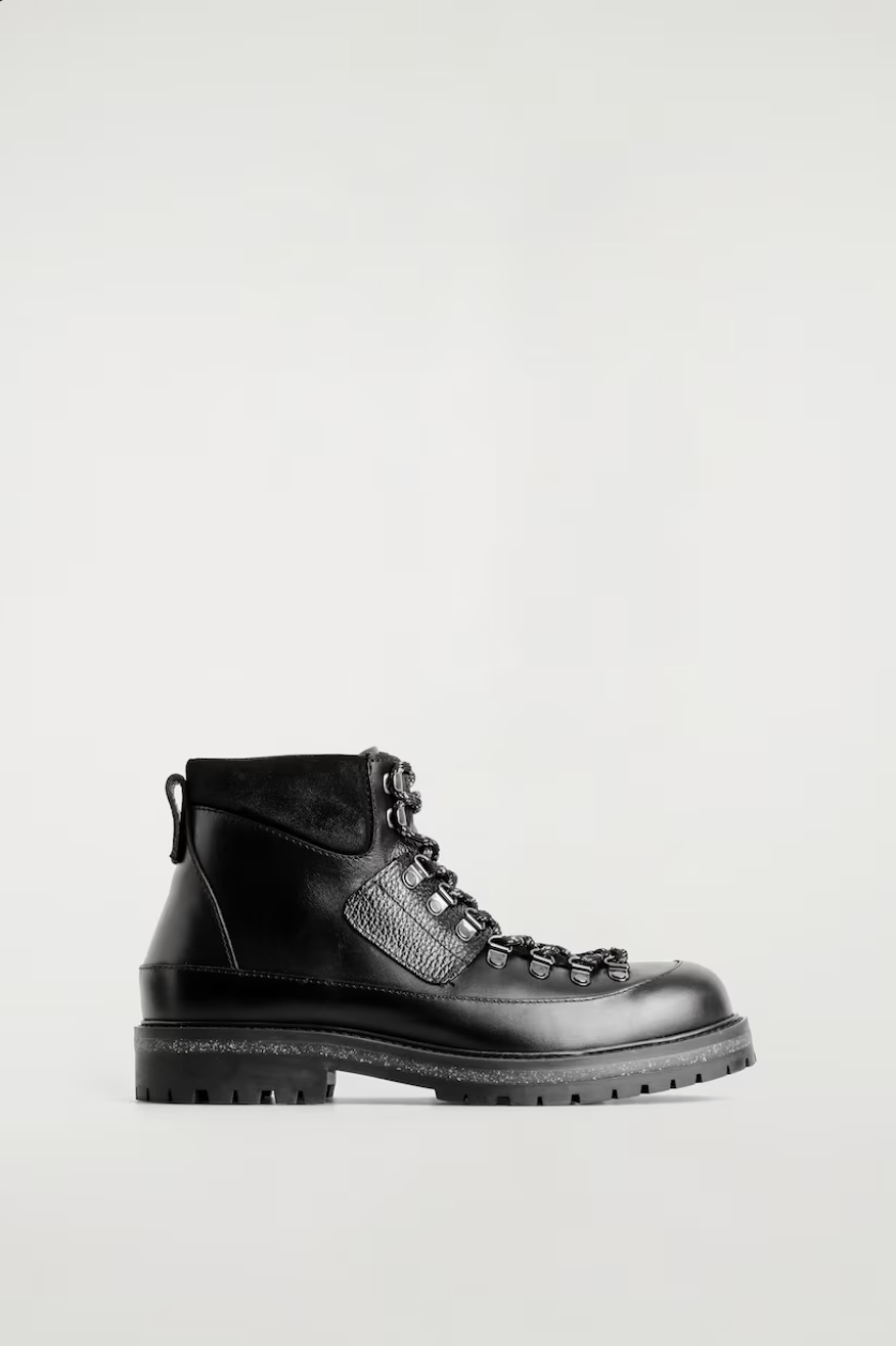 Leather hiking boots